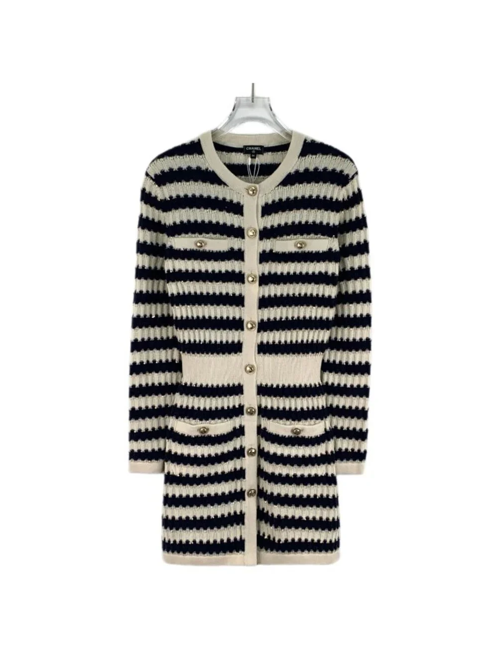 Chanel Color-Block Striped Cashmere Knit Dress